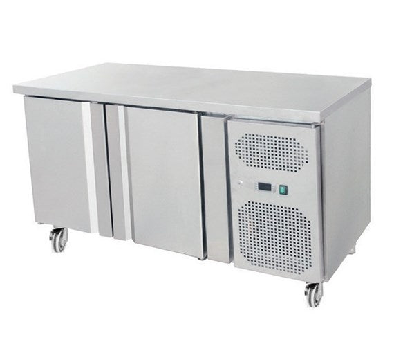 Contender 2 Door Freezer Prep Counter 700mm Deep With Fitted Castors