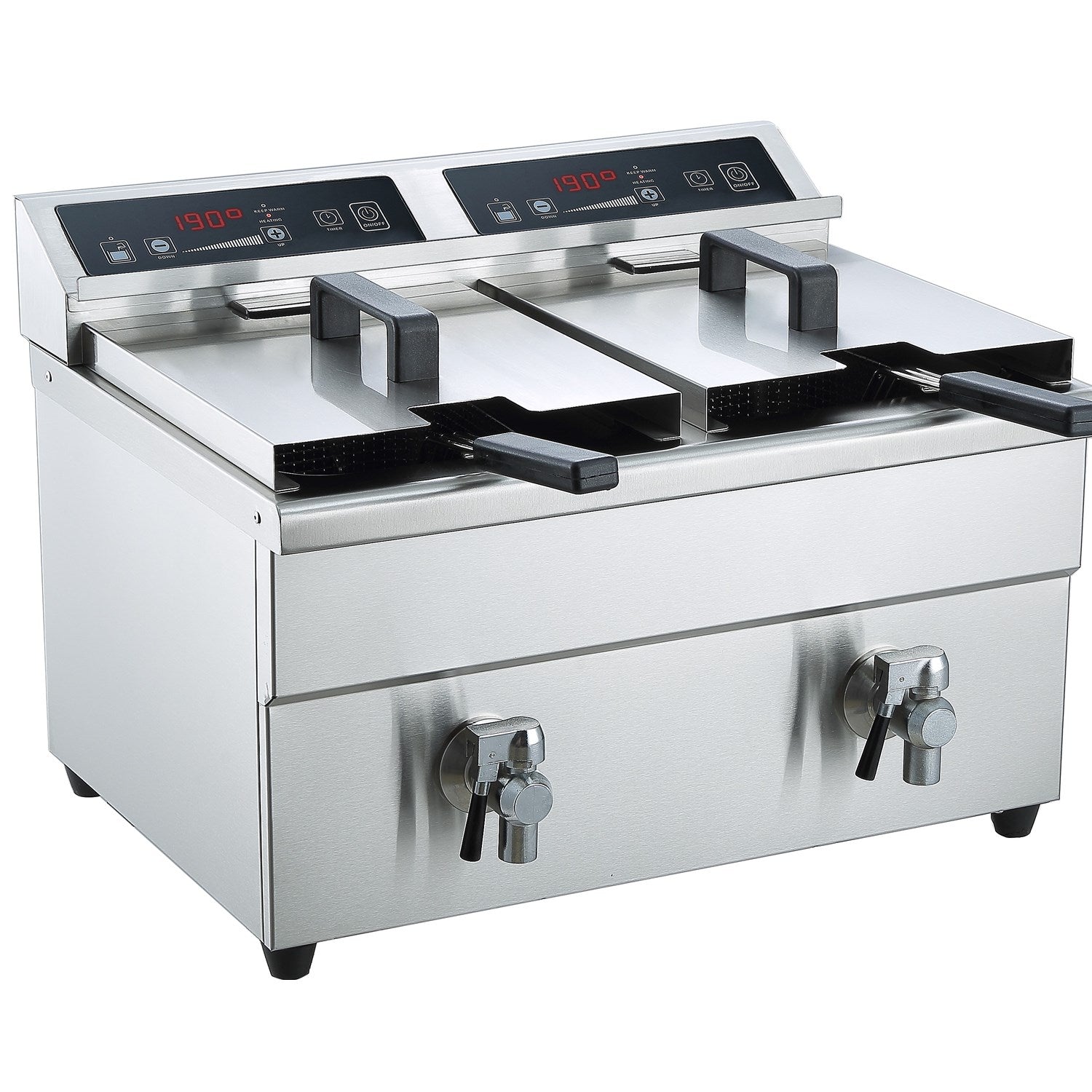 Contender 2 x 8 Litre Energy Efficient Induction Catering Fryer With Drain Tap
