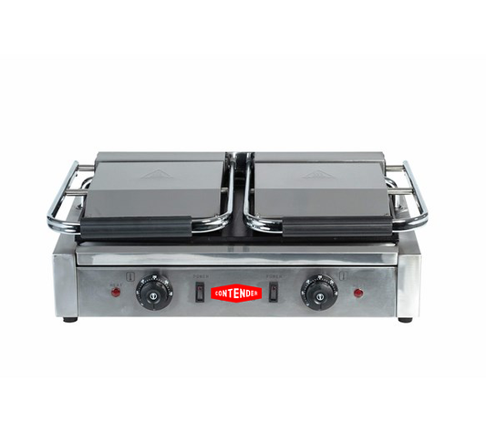 Contender Heavy Duty Twin Contact - Panini Grill Ribbed Top - Flat Bottom Plates