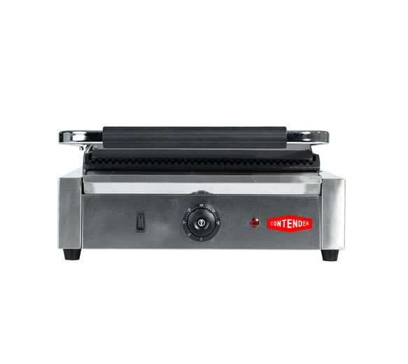 Contender Heavy Duty Large Single Panini - Contact Grill Ribbed Top + Bottom Plates