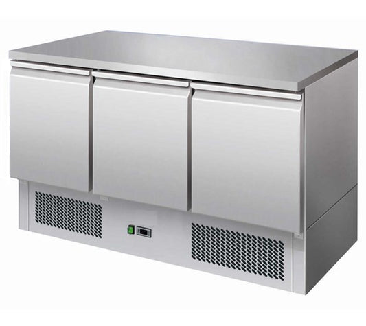 Contender Refrigerated Prep Counter 3 Door Stainless Steel Top